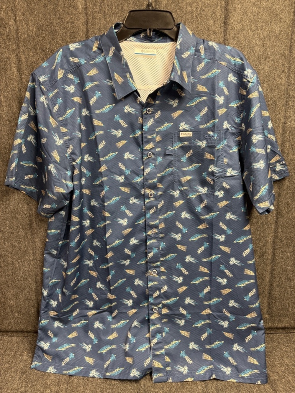 Columbia Men’s Navy Short-Sleeve Printed Button-Up Shirt